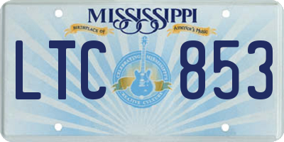 MS license plate LTC853