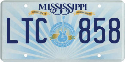 MS license plate LTC858
