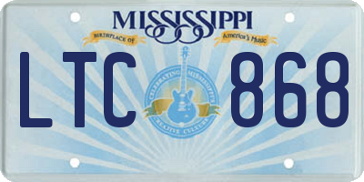 MS license plate LTC868