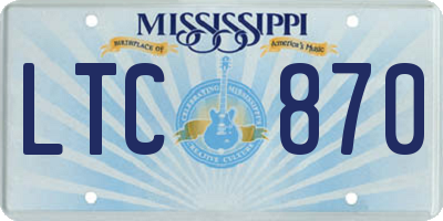 MS license plate LTC870