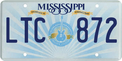 MS license plate LTC872