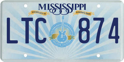 MS license plate LTC874