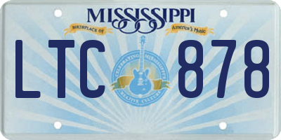 MS license plate LTC878
