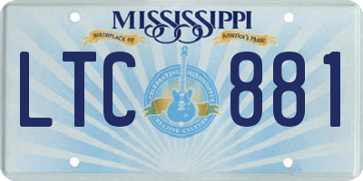 MS license plate LTC881