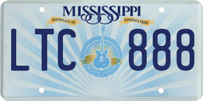MS license plate LTC888