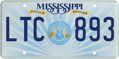 MS license plate LTC893