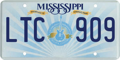MS license plate LTC909