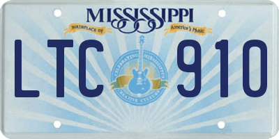 MS license plate LTC910