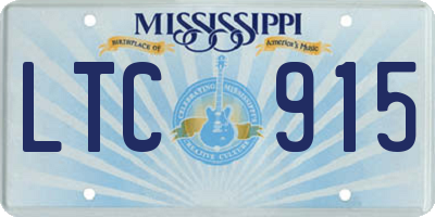 MS license plate LTC915