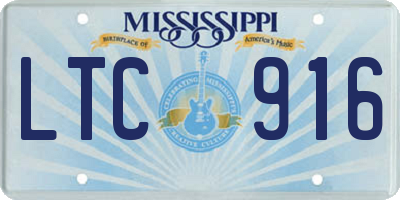 MS license plate LTC916