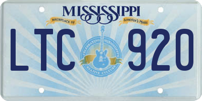 MS license plate LTC920