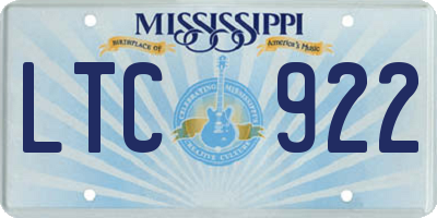 MS license plate LTC922