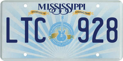 MS license plate LTC928