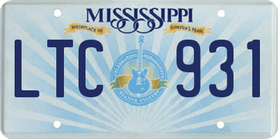 MS license plate LTC931