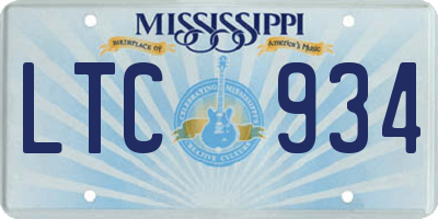 MS license plate LTC934