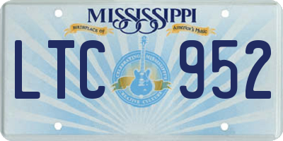 MS license plate LTC952