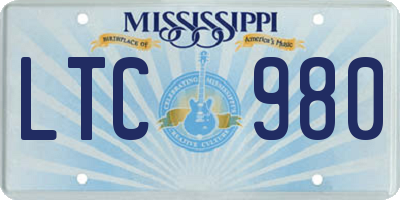 MS license plate LTC980