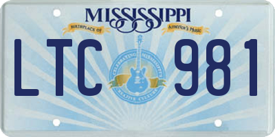 MS license plate LTC981