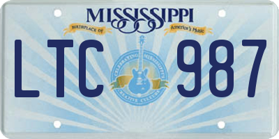MS license plate LTC987