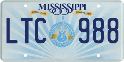 MS license plate LTC988