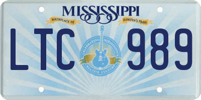 MS license plate LTC989