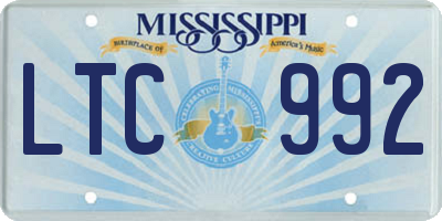 MS license plate LTC992