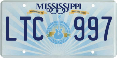 MS license plate LTC997