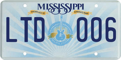 MS license plate LTD006