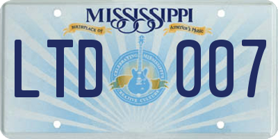 MS license plate LTD007