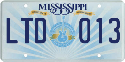 MS license plate LTD013