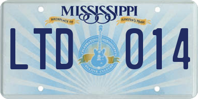 MS license plate LTD014