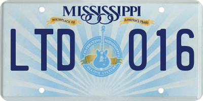 MS license plate LTD016
