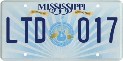 MS license plate LTD017