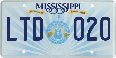 MS license plate LTD020