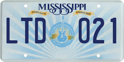 MS license plate LTD021