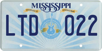 MS license plate LTD022