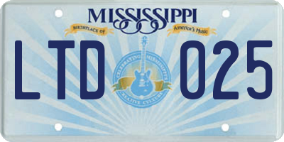 MS license plate LTD025