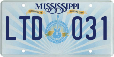 MS license plate LTD031