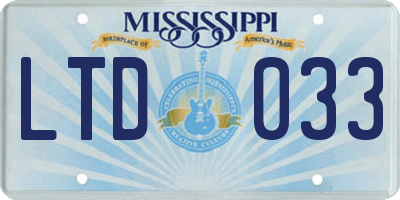 MS license plate LTD033