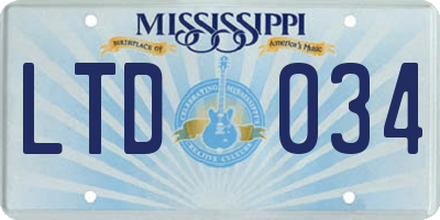 MS license plate LTD034