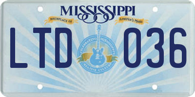 MS license plate LTD036