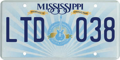 MS license plate LTD038