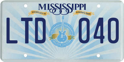 MS license plate LTD040