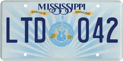 MS license plate LTD042
