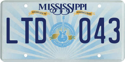 MS license plate LTD043