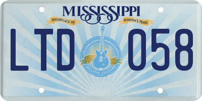 MS license plate LTD058