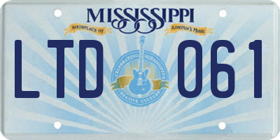 MS license plate LTD061