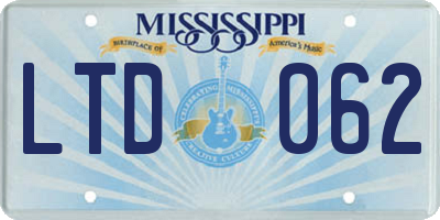 MS license plate LTD062