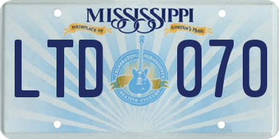 MS license plate LTD070