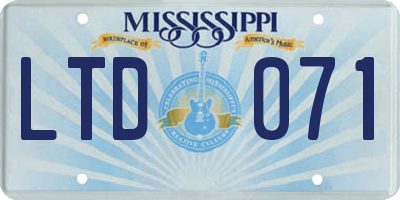 MS license plate LTD071
